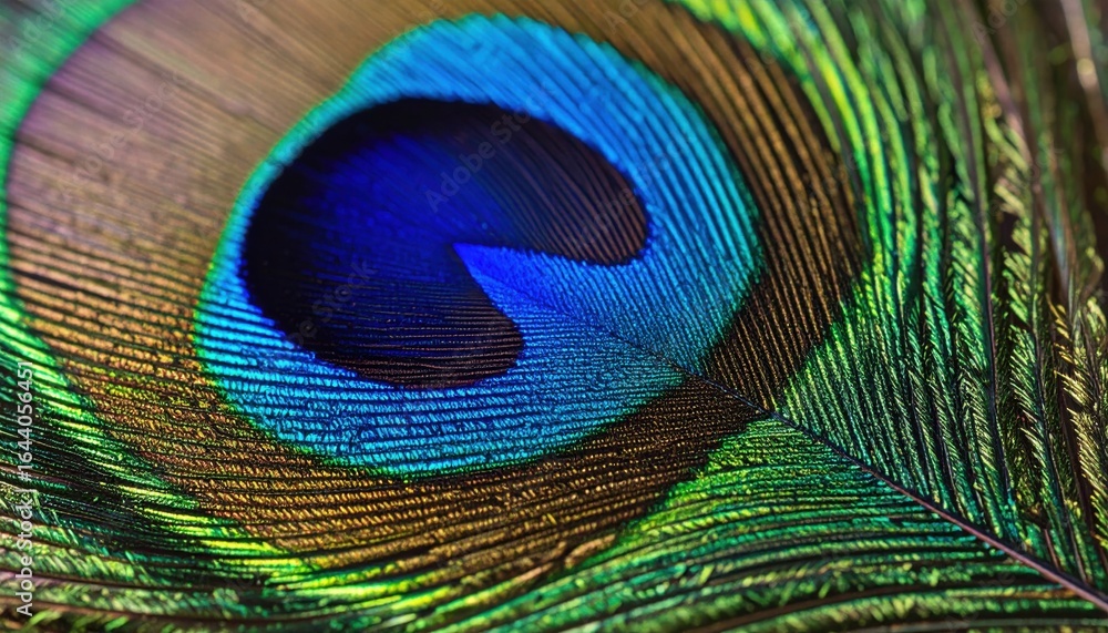 Obraz premium Vibrant Jewel of Nature: A Detailed Macro of an Iridescent Peacock Feather Eye