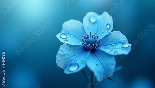 Close-Up of Blue Flower with Water Droplets – Nature Macro Photography