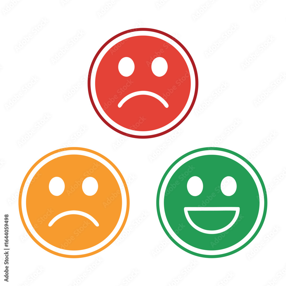 Fototapeta premium Three simple face icons with one red