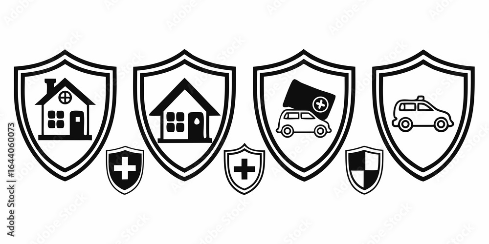 Fototapeta premium Set of insurance and protection icons isolated on white background