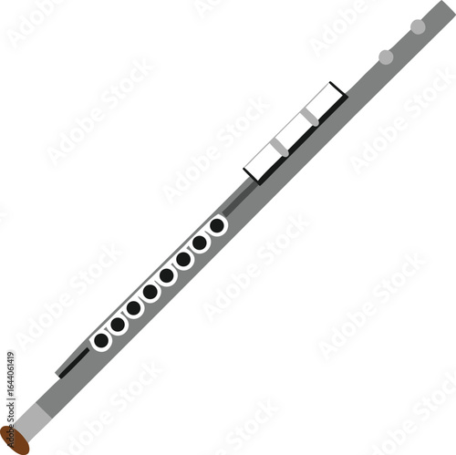 flute vector with silver finish isolated on white