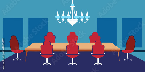 Boardroom with Crystal Ceiling Lights and Velvet