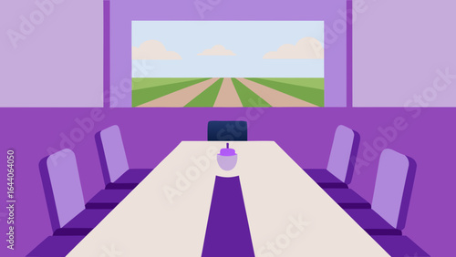 Boardroom with Panoramic Lavender Field View