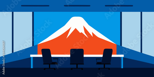 Boardroom with Panoramic Snow Capped Volcano View