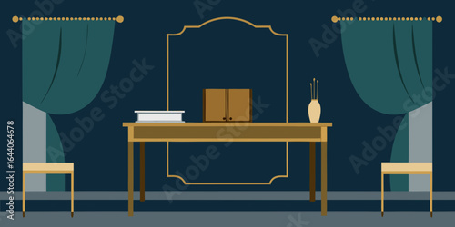 luxury workspace silk wall coverings brass