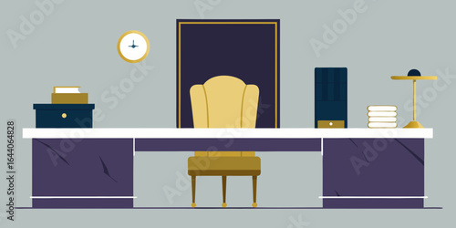 office marble top desk gold detailed chair