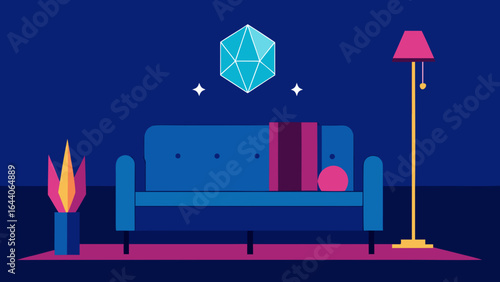 office velvet couch crystal floor lamp
