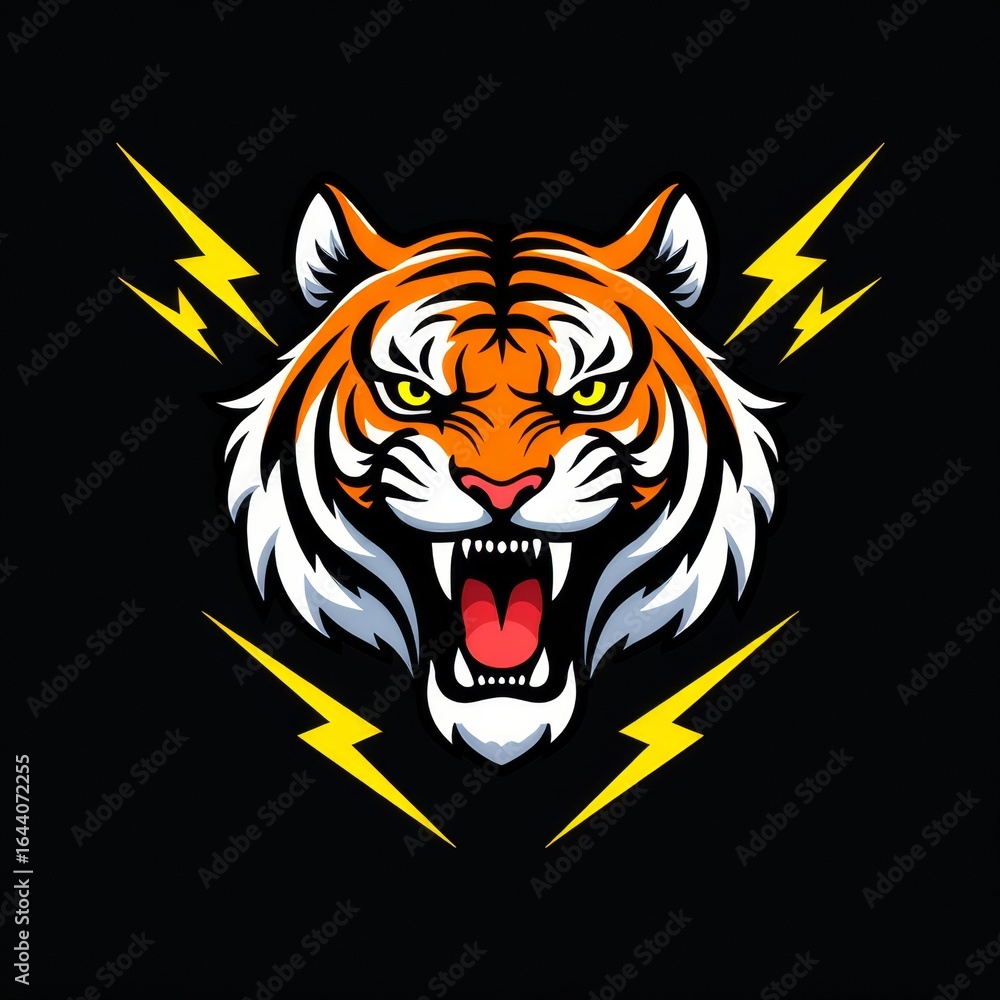 Obraz premium Angry tiger roars and thunder