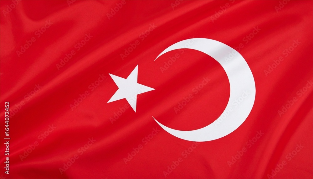 Obraz premium Turkish flag with a white star and crescent on a red background.