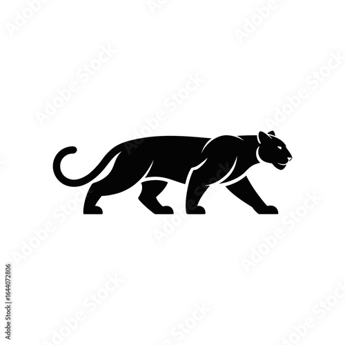 Silhouette of powerful panther walking with elegance and grace in a minimalist vector style design
