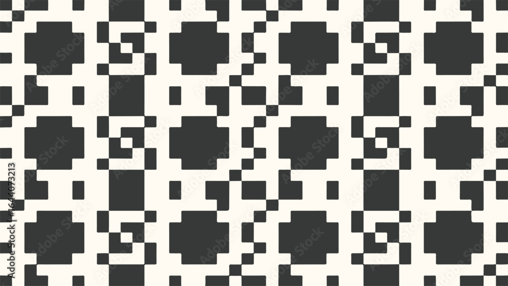 Fototapeta premium Modern Geometric Pattern Design Black and White Minimalist Style Interlocking Shapes Repeat Background Creative and Decorative Abstract Art
