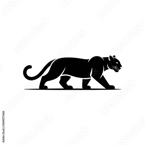 Elegant black panther silhouette illustration on white background for art and design inspiration