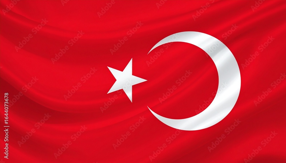 Obraz premium Turkish flag with a white star and crescent on a red background.