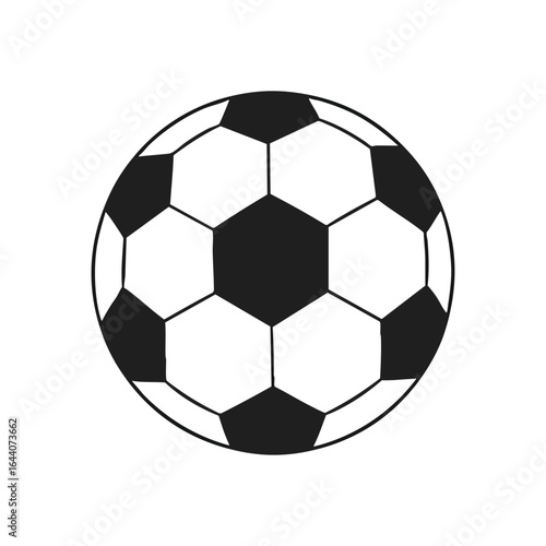 Soccer Football Ball Black White. Classic round sporting gear isolated on a dark backdrop. Symbolizes global passion for play, competition, and unity.