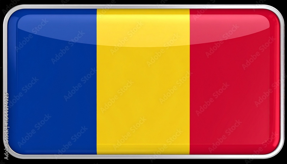 Fototapeta premium Romania national flag with vertical blue, yellow, and red stripes.