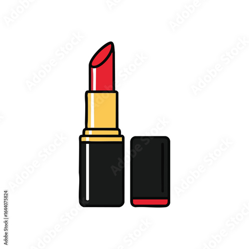 Bold Red Lipstick Beauty Icon. Vibrant scarlet lip color graphic. This cosmetic symbolizes elegance, confidence, and modern feminine allure. Perfect for makeup branding.