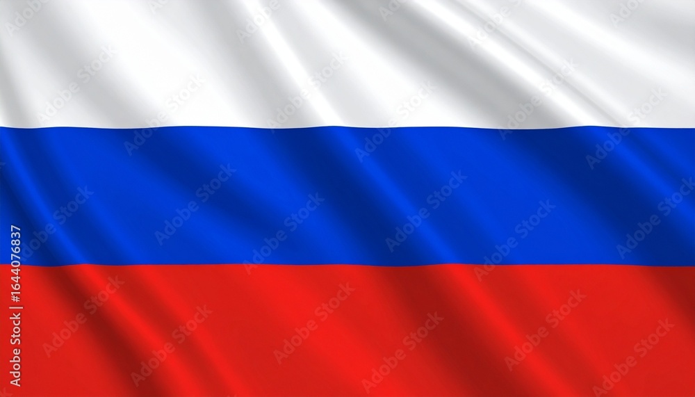 Fototapeta premium Flag of Russia with three horizontal stripes in white, blue, and red.