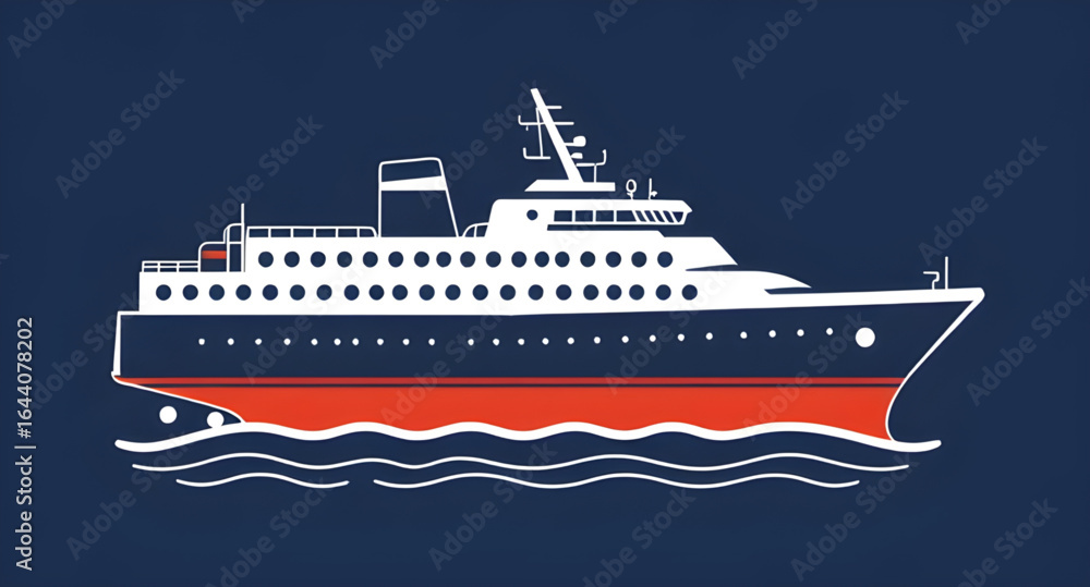 Obraz premium modern cruise liner, cruise ship design, ship with decks, vector ocean ship, big cruise boat, holiday cruise ship, travel cruise ship, cruise ship graphic, ship with cabins, floating hotel ship, vacat