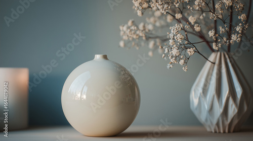 Minimal realistic ceramic ornament in simple sphere shape