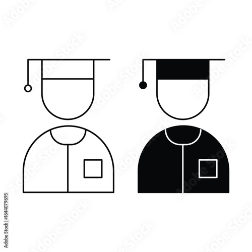 Graduate student icon set vector illustration depicting academic achievement education learning success ceremony university scholar cap gown for digital design.