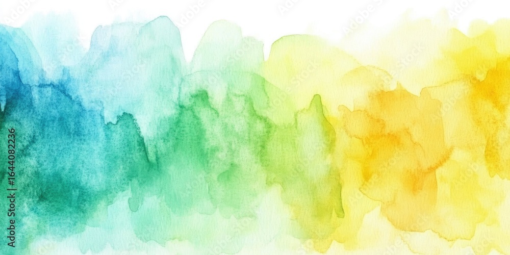Fototapeta premium Watercolor Wash Texture with Blue Green Yellow Gradient Blends Abstract Art