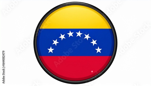 Free Download Circular flag of Venezuela with yellow, blue, and red stripes and eight white stars in an arc. - GFXLoad