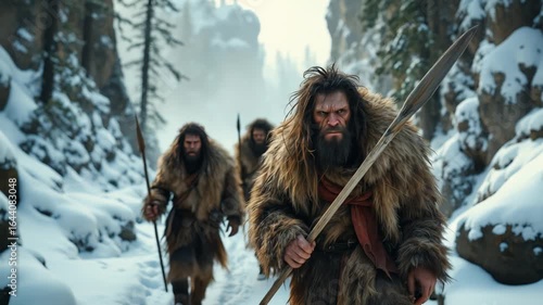 Cavemen Journeying Through a Snowy Wilderness An Epic Ancient Adventure