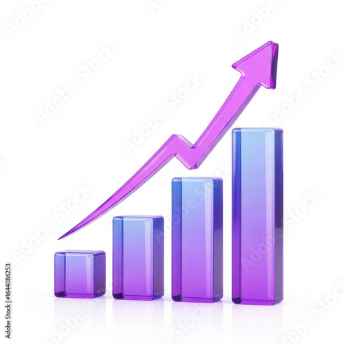 Free Download 3d purple arrow graph showing upward growth isolated on white background - GFXLoad