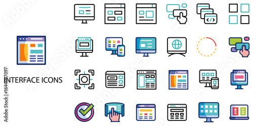 Interface simple concept 24 color icons set .Vector illustration.