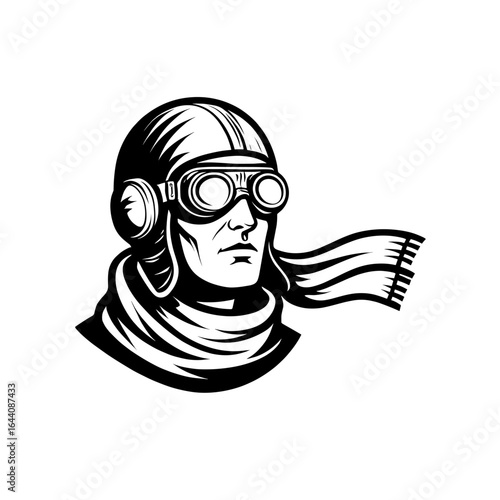 Vintage aviator portrait showcasing a man with goggles and scarf in a stylish design
