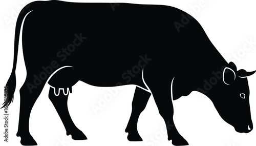 Black and white cow silhouette vector illustration graphic art