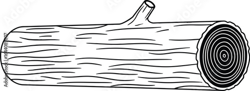 Isolated cartoon log wood timber brown tree trunk drawing vector