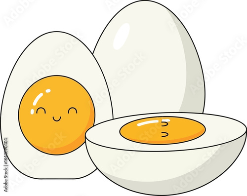 Cute boiled eggs vector illustration food breakfast protein diet