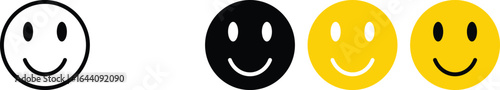 Set of Happy smileys. Emotional rating smile faces set. Happy emoji vector set. Face smile icon positive negative neutral opinion vector signs symbol. Outline Colorful smileys user experience icons