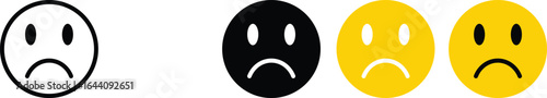 Set of Sad smileys. Emotional rating sad faces set. Sad emoji vector set. Face smile icon positive negative neutral opinion vector signs symbol. Outline Colorful smileys user experience survey icons