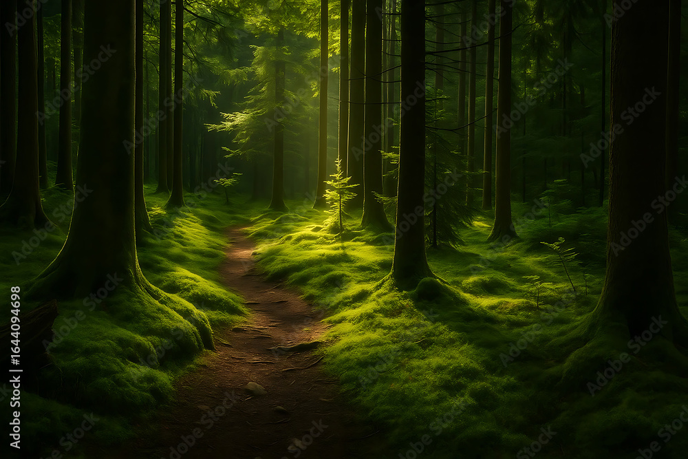 Obraz premium Green trees in the forest in summer