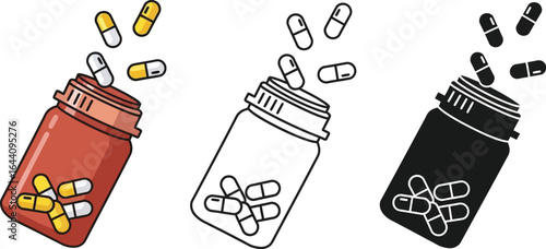 Medicine bottle pills vector illustration health care concept