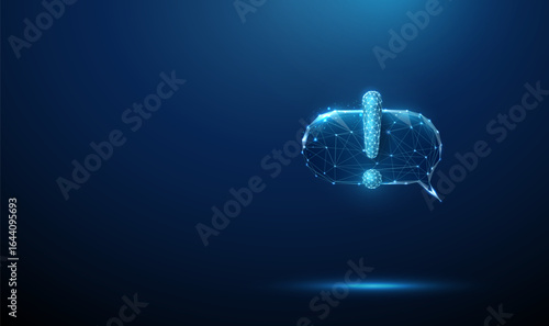 Exclamation mark inside a speech bubble. Attention, important notification, security alert, emergency support, critical update concept.