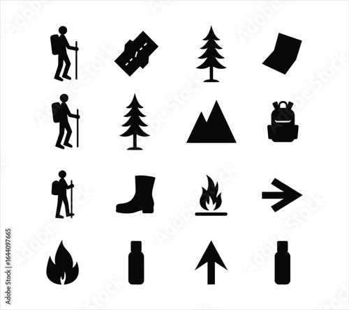 Camping & Hiking Silhouette Icon Bundle