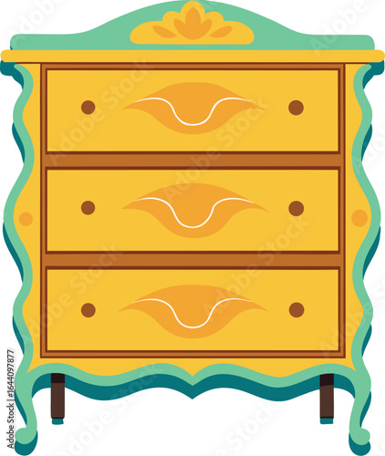 vintage dresser vector ornate carved wooden 