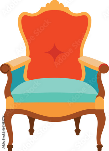 vintage wooden armchair vector upholstered cushion