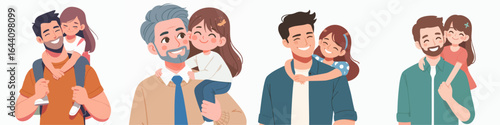 Flat Illustration Father and Daughter Bonding Moment Various Style Illustration