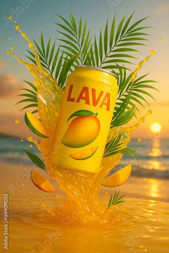 Tropical Mango Splash Beverage isolated on a transparent background