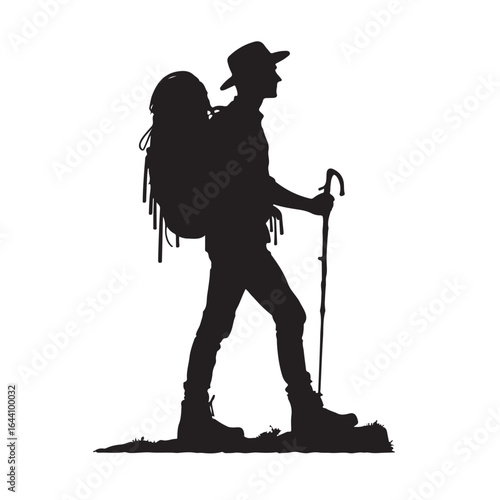 Man and woman hiking together silhouette