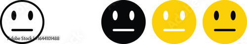 Set of neutral smileys. Emotional rating neutral faces set. Happy emoji vector set. Face smile icon positive negative neutral opinion vector symbol. Outline Colorful smileys user experience icon