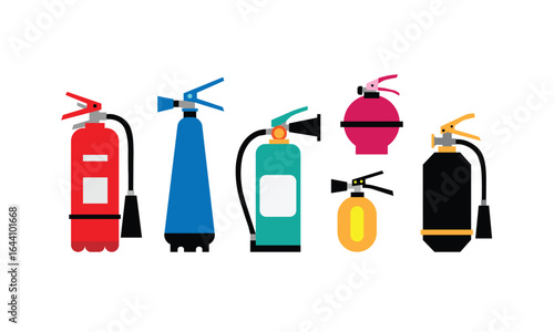 fire extinguisher vector design tools pack suitable to your fireman design, rescue design, fire day, fire fighter, shield, protection, template, bundle, and more