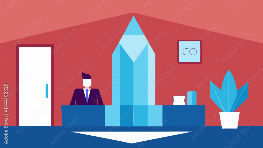 Fototapeta premium CEO Suite with Crystal Wall Sculpture