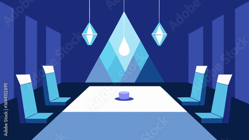 Corporate Boardroom with Layered Crystal Lights