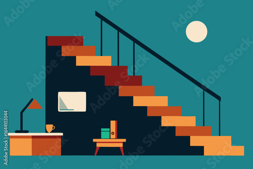 Luxury Workspace with Floating Wooden Staircase
