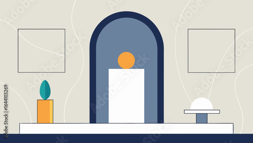 Office with Marble Wall Niche and Sculpture